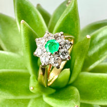 Load image into Gallery viewer, Pre-loved 18ct Yellow Gold Emerald and Diamond Cluster