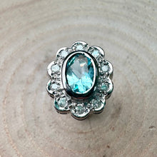 Load image into Gallery viewer, Pre-Loved Aquamarine and Diamond Cluster Stud Earrings