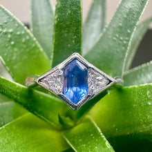 Load image into Gallery viewer, Platinum Lozenge Sapphire & Diamond Ring