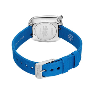 Ladies Bering Pebble | Polished silver Blue Watch