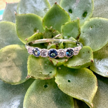 Load image into Gallery viewer, 9ct White Gold Millgrain Aquamarine & Diamond Eternity