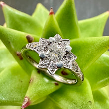Load image into Gallery viewer, Palladium and Diamond Star shaped Engagement Ring