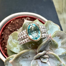 Load image into Gallery viewer, Silver & 9ct Gold Aquamarine Dotty Ring