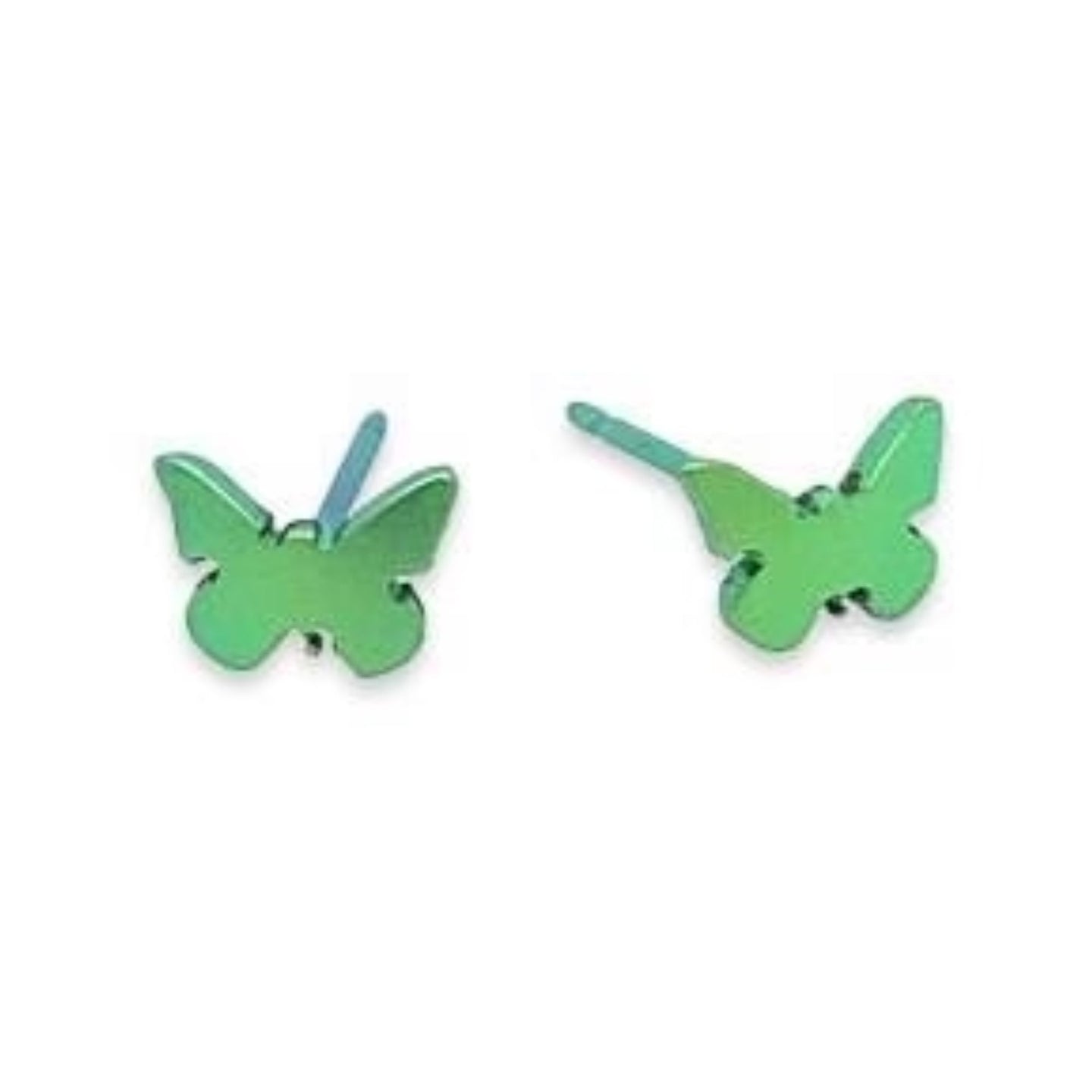 Titanium Green Butterfly Studs