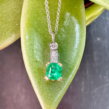 Load image into Gallery viewer, Emerald &amp; Diamond Pendant Yellow &amp; White Gold
