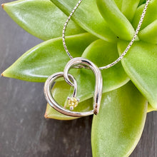 Load image into Gallery viewer, Preloved 14ct White Gold Yellow Diamond Heart Pendant