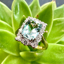 Load image into Gallery viewer, Preloved 2.08ct Aquamarine &amp; Diamond Cluster Ring
