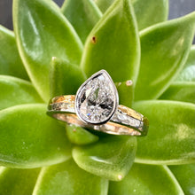 Load image into Gallery viewer, Preloved Platinum & 22ct Gold Pear Shaped Diamond Ring