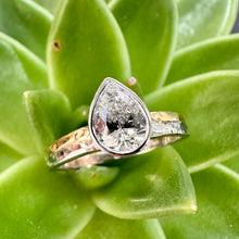 Load image into Gallery viewer, Preloved Platinum & 22ct Gold Pear Shaped Diamond Ring