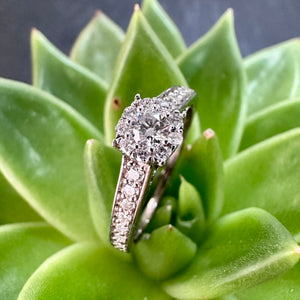 Preloved 9ct White Gold Diamond Halo Ring