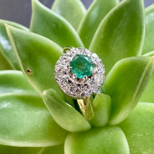 Load image into Gallery viewer, Preloved Emerald & Diamond Cluster Ring