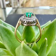 Load image into Gallery viewer, Preloved Emerald & Diamond Cluster Ring