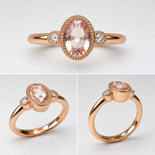 Load image into Gallery viewer, 9ct Rose Gold Morganite & Lab Grown Diamond Ring