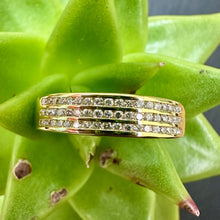 Load image into Gallery viewer, Pre-Loved Triple Row 18ct Yellow Gold and Diamond Wedding Ring