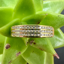 Load image into Gallery viewer, Pre-Loved Triple Row 18ct Yellow Gold and Diamond Wedding Ring
