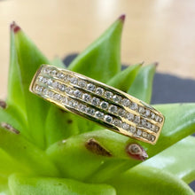 Load image into Gallery viewer, Pre-Loved Triple Row 18ct Yellow Gold and Diamond Wedding Ring