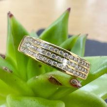 Load image into Gallery viewer, Pre-Loved Triple Row 18ct Yellow Gold and Diamond Wedding Ring