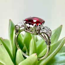 Load image into Gallery viewer, Vintage Red Spinel and Diamond Ring in 18ct White Gold