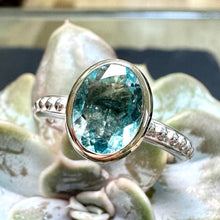 Load image into Gallery viewer, Silver & 9ct Gold Aquamarine Dotty Ring