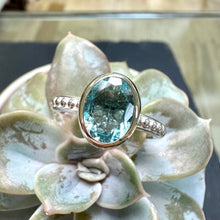Load image into Gallery viewer, Silver & 9ct Gold Aquamarine Dotty Ring