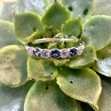 Load image into Gallery viewer, 9ct White Gold Millgrain Aquamarine & Diamond Eternity
