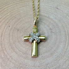 Load image into Gallery viewer, Pre-loved 18ct Yellow Gold and Diamond cross pendant and chain