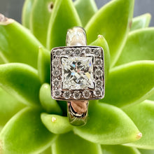 Load image into Gallery viewer, Preloved 18ct White Gold 0.80ct Diamond Square Halo Ring