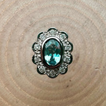 Load image into Gallery viewer, Pre-Loved Aquamarine and Diamond Cluster Stud Earrings