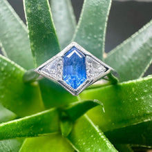 Load image into Gallery viewer, Platinum Lozenge Sapphire & Diamond Ring