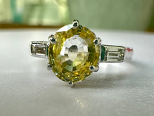 Load image into Gallery viewer, Platinum Lemon Yellow Sapphire & Diamond Ring