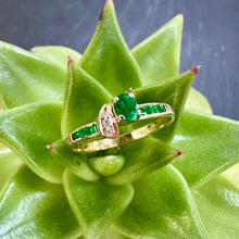 Load image into Gallery viewer, Pre-Loved 18ct Gold Emerald and Diamond Ring
