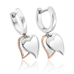 Clogau Sterling Silver Double Heart Drop Earrings
