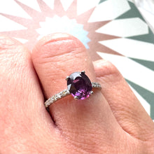 Load image into Gallery viewer, Platinum Ceylon Raspberry Sapphire & Diamond Ring