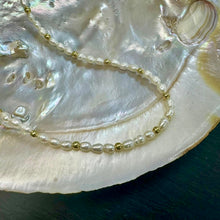 Load image into Gallery viewer, White Freshwater Pearl Necklace With Gold Plated Spacers