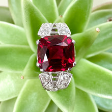 Load image into Gallery viewer, Vintage Red Spinel and Diamond Ring in 18ct White Gold