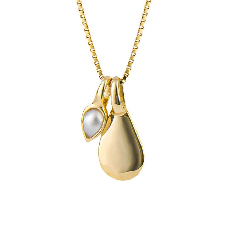 June Cabochon Pearl Gold-Plated Birthstone Necklace