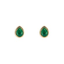 Load image into Gallery viewer, May Green Onyx Gold-Plated Birthstone Studs
