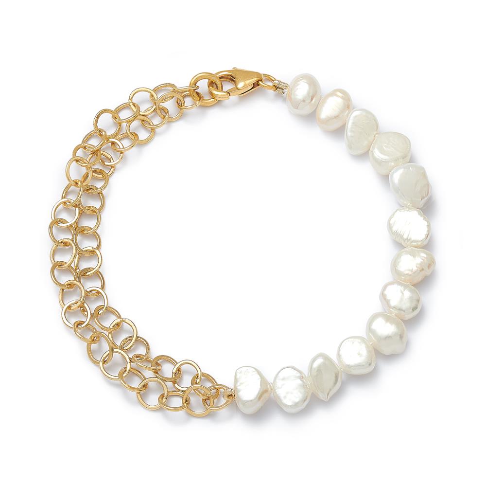 Gold Plated Chain and Pearl Bracelet