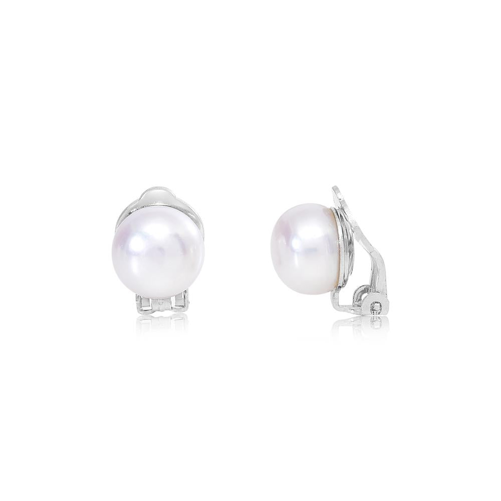 Sterling Silver Clip-On White Pearl Earrings