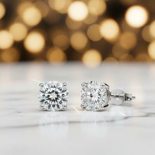 Load image into Gallery viewer, 9ct White Gold Round Brilliant Cut Lab-Grown Diamond Stud Earrings