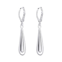 Load image into Gallery viewer, Sterling Silver Elongated Teardrop French Hook Earrings