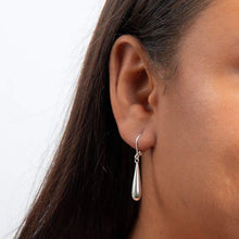Load image into Gallery viewer, Sterling Silver Elongated Teardrop French Hook Earrings