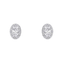 Load image into Gallery viewer, Sterling Silver Cubic Zirconia Oval Halo Studs