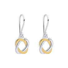 Load image into Gallery viewer, Sterling Silver Two-Tone Woven Circle Drops