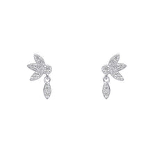 Load image into Gallery viewer, Sterling Silver Cubic Zirconia Hanging Petal Studs