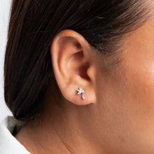 Load image into Gallery viewer, Sterling Silver Cubic Zirconia Hanging Petal Studs