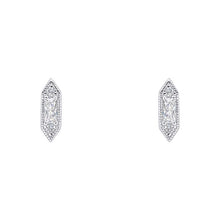 Load image into Gallery viewer, Sterling Silver Cubic Zirconia Elongated Hexagon Studs