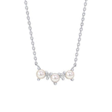 Load image into Gallery viewer, Sterling Silver Pearl and Cubic Zirconia Bar Necklace