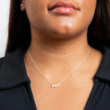 Load image into Gallery viewer, Sterling Silver Pearl and Cubic Zirconia Bar Necklace