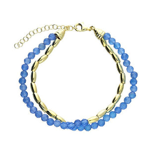 Sterling Silver Gold Plated Seed and Blue Agate Bracelet
